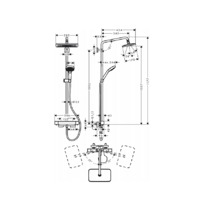 Hansgrohe 27630000 — душевая система Croma E