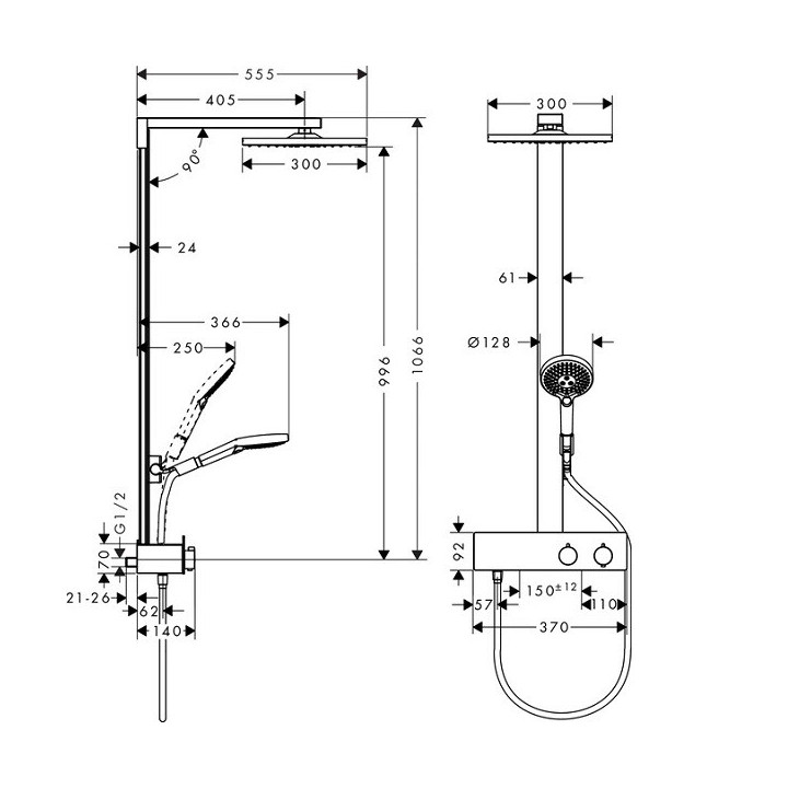 Hansgrohe 27361000 душевая система, Raindance E