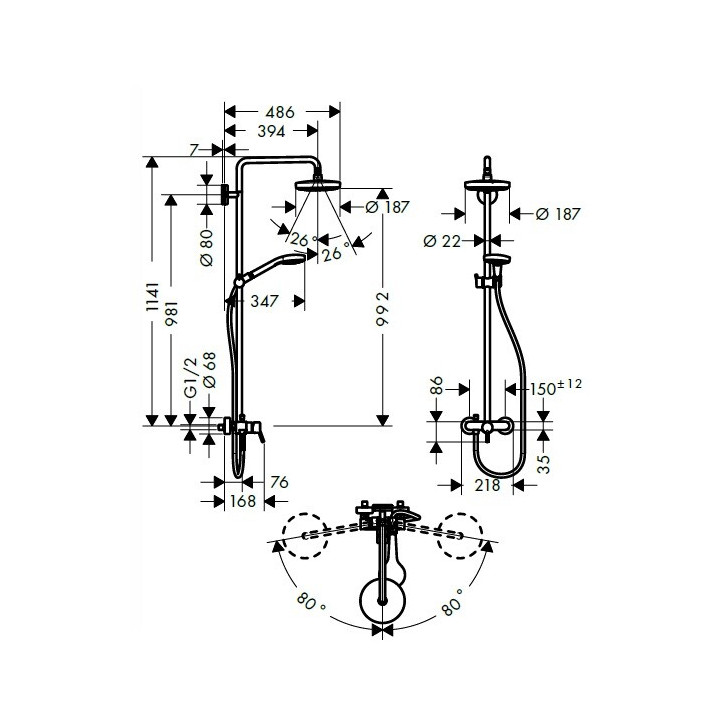 Душевая система Hansgrohe 27255400 Croma Select S