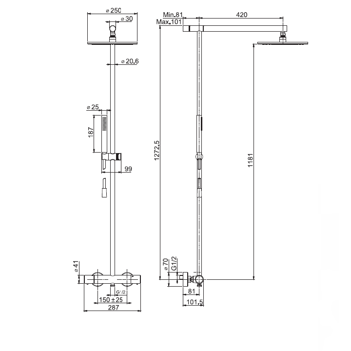 F4925/SWR256CR душевая система Fima Carlo Frattini