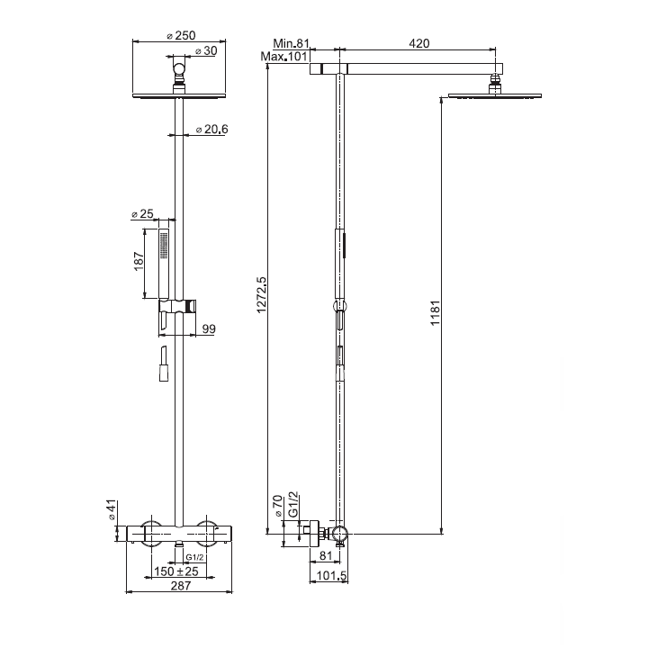 F4925/SWR256SN душевая система Fima Carlo Frattini