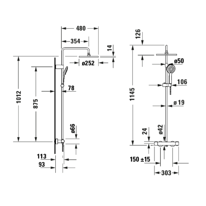 Duravit WA4280008C46 душевая система Matt Black