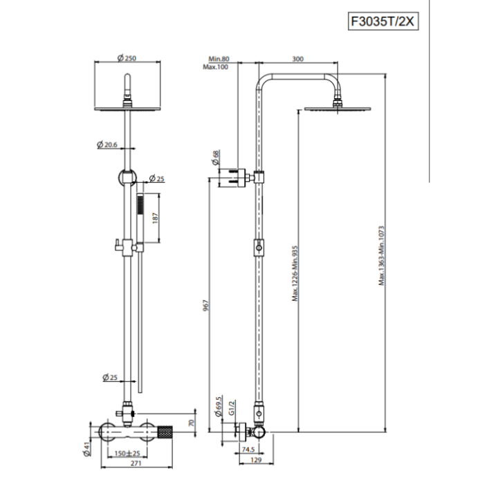 F3035T/2XNS душевая система Fima Carlo Frattini
