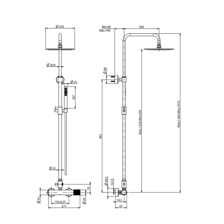F3035T/2GSN душевая система Fima Carlo Frattini