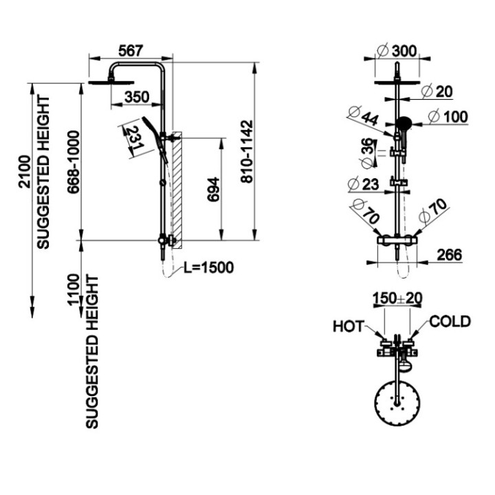 Душевая система Gessi 35177#149 Minimalistic shower