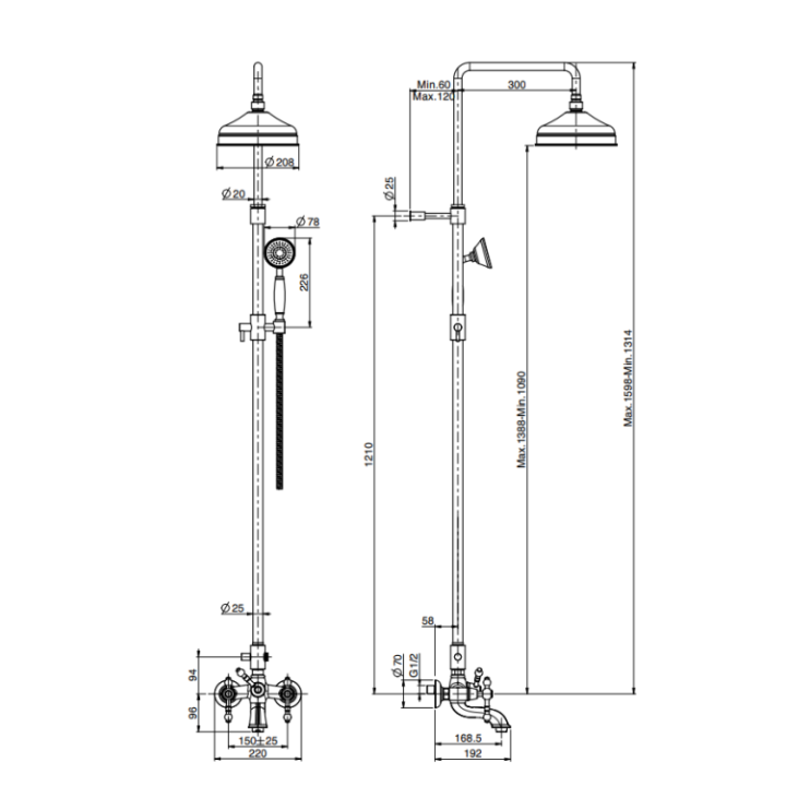F5054/2OR душевая система Fima Epoque Gold