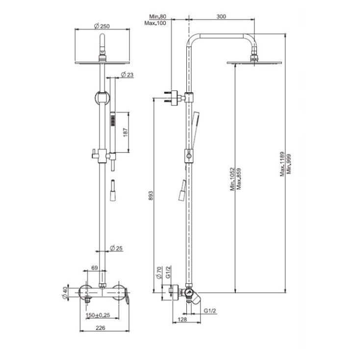 F3805/2BS душевая система Fima Carlo Frattini