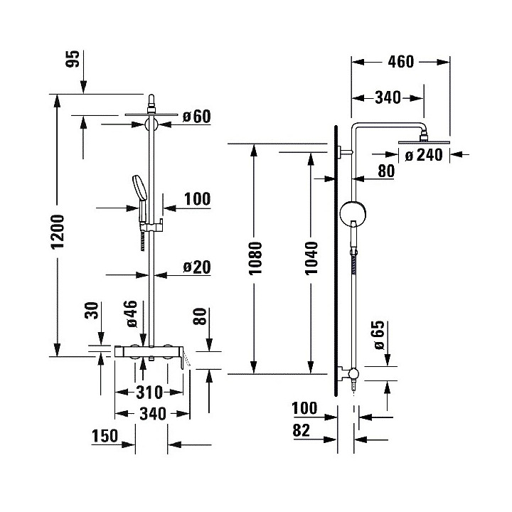 Duravit C14280007010 – душевая система с изливом