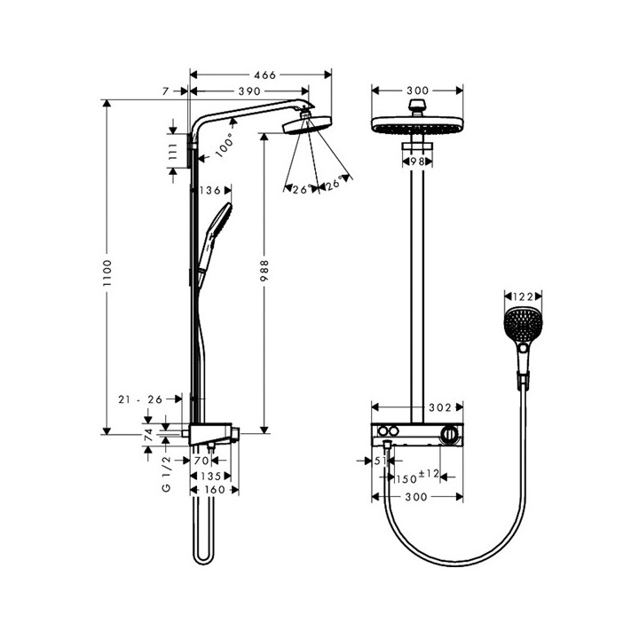 Hansgrohe 27126400 душевая система Raindance Select E
