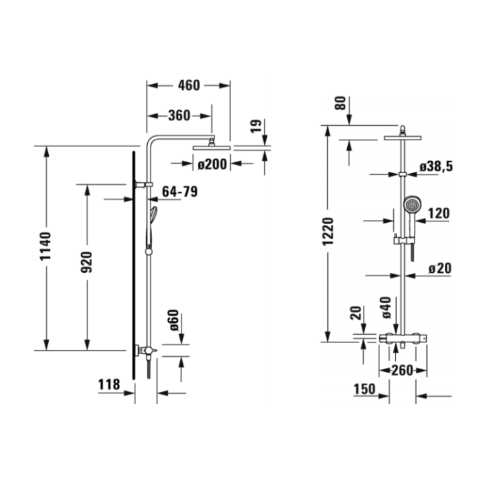 Duravit B14280008010 душевая система термостат