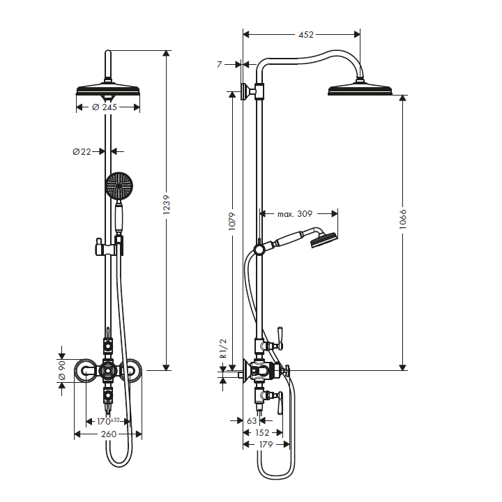 Axor 16572140 душевая система, Brushed bronze