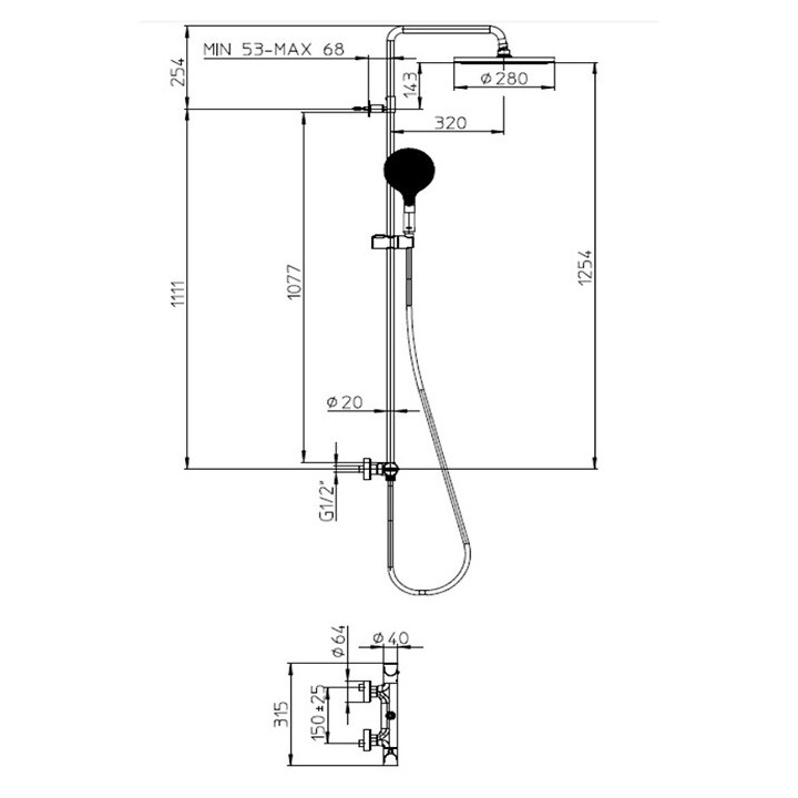 Bossini L10505.030 душевая система, термостат