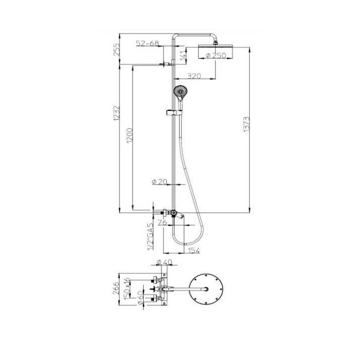 Bossini L10402.1.030 душевая система термостат