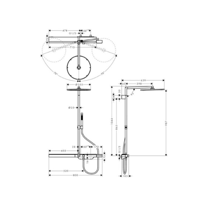 Axor 27984990 душевая система Gold, Polished Gold