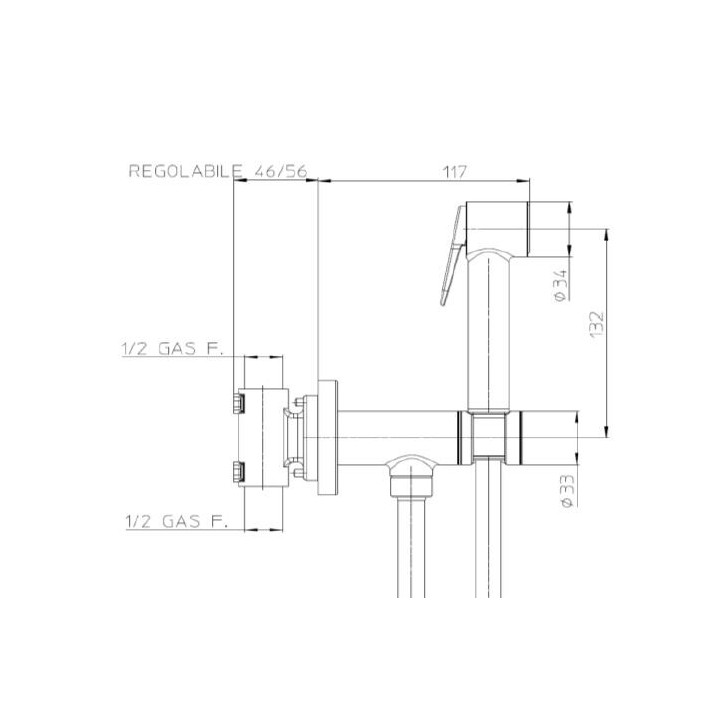 Bossini E37007B.045 гигиенический душ, скрытый монтаж