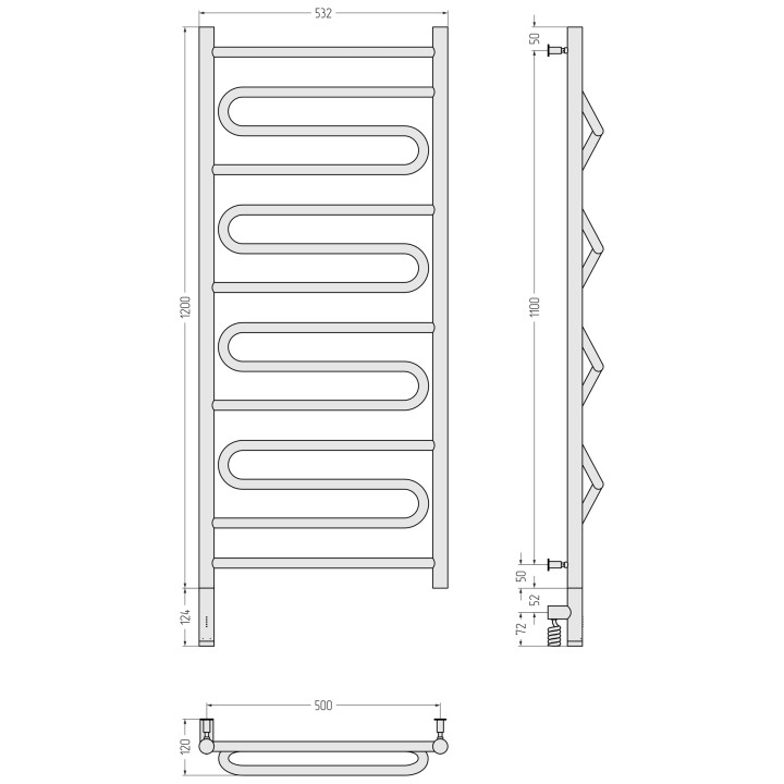 Полотенцесушитель Сунержа Элегия 3.0, 30-5818-1250