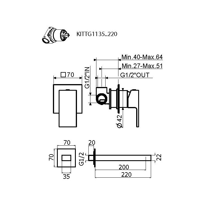 Смеситель для раковины Plumberia TAG черный матовый