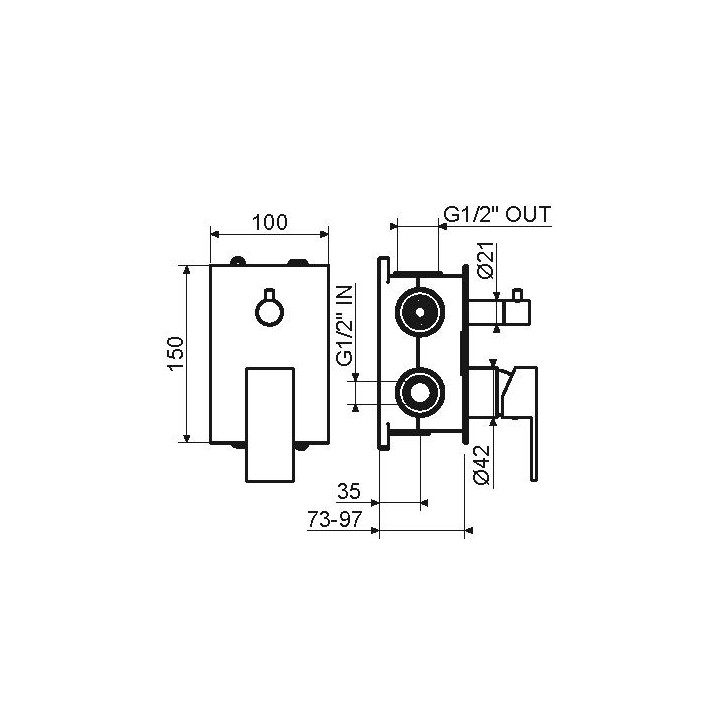 Смеситель Plumberia для душа TAG хром - 2.3 кг